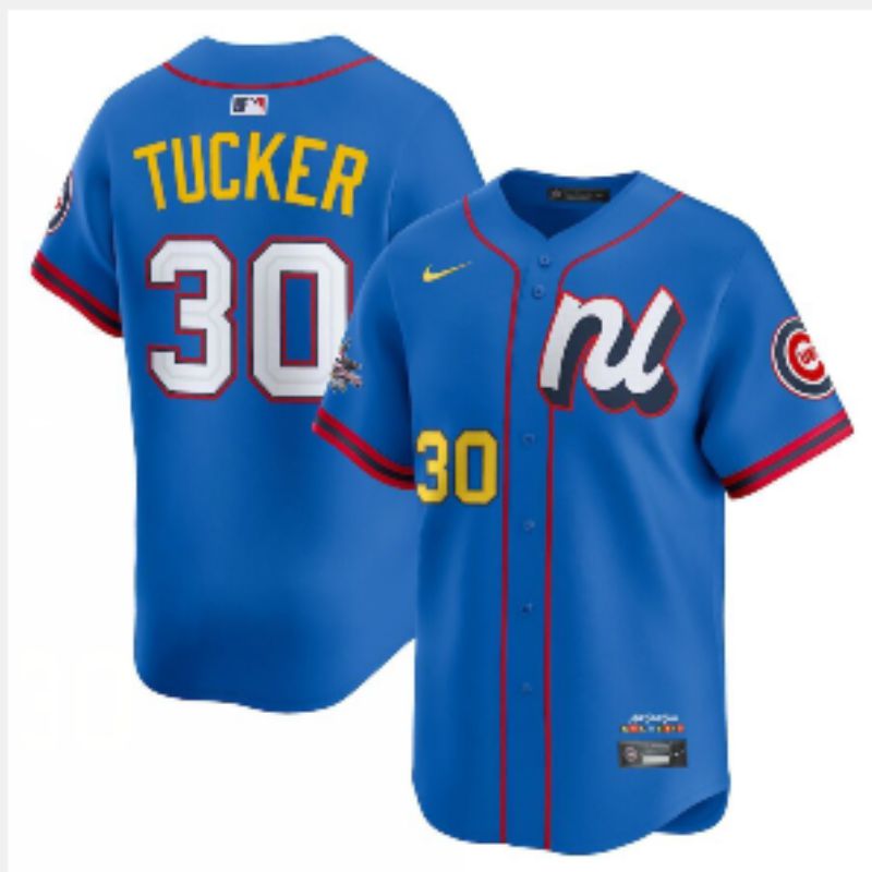 Men 2025 Chicago Cubs 30 Tucker Blue All star Nike MLB Jersey style 2